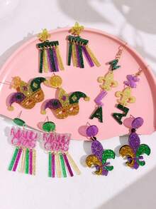 1對嘉年華時尚優雅波西米亞風格流蘇耳環,適用於女士節日派對首飾 - 彩色 - 查看 2