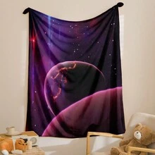 1pc Starry Print Blanket, Comfortable & Cute Flannel Rectangular Sofa Cover Suitable For Daily Use, Bedroom, Boys & Girls Birthday Gift - Multicolor - View 1