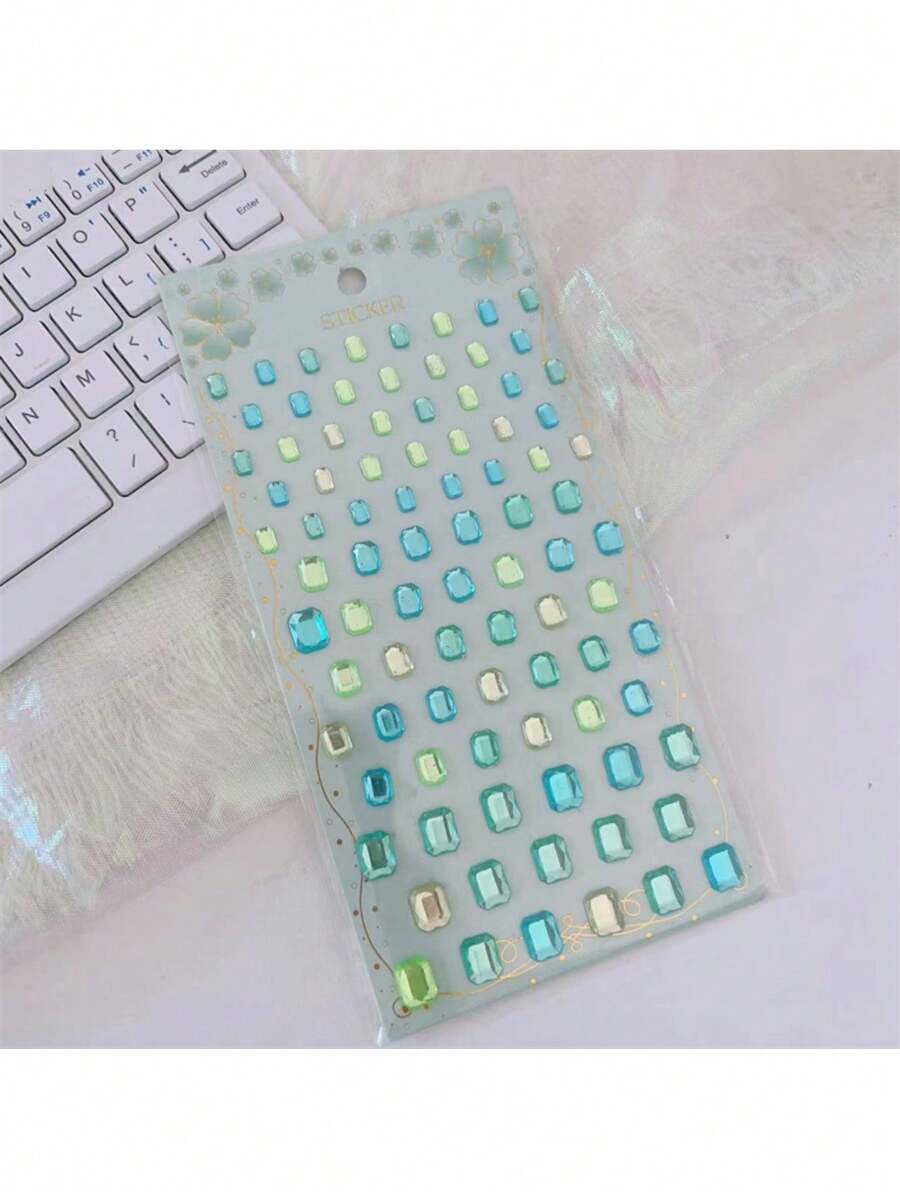 1pc Diamond Sticker Decoration Pearl Paste Painting Crystal Gem Stone 3d Princess Reward Sticker For Students - Green - View 1