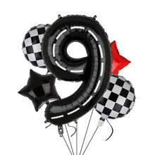 New Design 5pcs Football Themed Green Number Aluminum Foil Balloons For Birthday Party Decoration, 5pcs Retro Racing Car Shaped Aluminum Foil Balloons, Black And White Checkered Theme Balloon Set For Birthday Racing Party Decoration,Christmas
