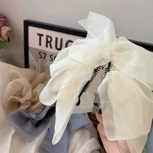 1pc Fashionable Elegant Multi-Layer Mesh Bowknot Hair Clip For Girls, French Vintage Style Banana Hairpin For Ponytail, Suitable For Party, Dance And Daily Use
