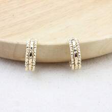 1對女性簡約不規則法式復古感幾何c形金屬流行耳環 - 金黃色 - 查看 2