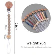 1pc New Design Wooden Clip With Silicone Beads For Children's Diy Jewelry Making, With Anti-Falling Chain - Rust Brown - View 6