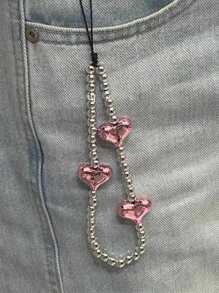 Beaded Mobile Phone Strap With Heart Pendant Gifts For Mother, Family, Friends, Birthday, Holiday Phone Charm, Phone Chain