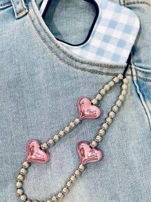 Beaded Mobile Phone Strap With Heart Pendant Gifts For Mother, Family, Friends, Birthday, Holiday Phone Charm, Phone Chain