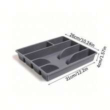 1 件餐具收納盒,附盤子、筷子和刀,適用於廚房抽屜分隔存儲 - 灰色 - 查看 2