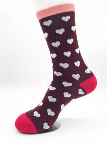 1 雙女式愛心花朵設計透氣舒適中筒襪,四季皆宜 - 彩色 - 查看 4