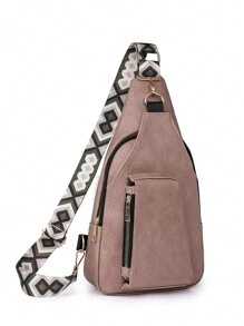 2025 Unique Design Fashionable PU Leather Sling Women 3 Pockets Chest Pouch Travel Shopping Shoulder Bag