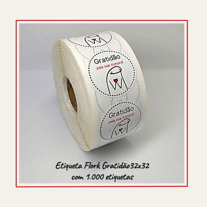 1.000 Etiquetas Adesivas Flork/ Bento Gratidão Pela Sua Compra