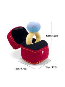 有趣的情侶禮物,毛絨戒指盒玩具,鑽石超大戒指盒套裝,吱吱聲咬咬玩具,可愛情侶配件,男女創意愛情禮物 - 紅色 - 查看 5