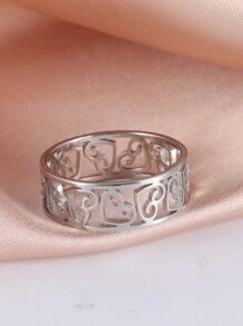 1入女士時尚不鏽鋼空心愛心戒指,極簡配飾,象徵永恆的愛,适用于結婚週年紀念和情人節女友禮物 - 愛心 - 查看 14