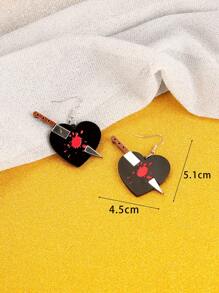 1pair Women's Creative Lip Shape & English Letter Dangle Earrings As Mother's Day Gift, Fashionable Simple Style - One Arrow Through the Heart - View 2