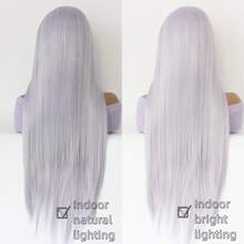 Fashion Cosplay Grey Blue Long Straight Lace Frontal Wigs 24inch Heat Resistant Synthetic Lace Front Wigs For Women Party Daily Wigs - Grey Blue - View 7