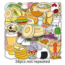 58入組卡通食品可愛創意塗鴉防水貼紙 - 杏色 - 查看 2