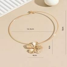 时尚金属颈链，配以金花吊坠，优雅奢华，适合情人节、妈妈、母亲、母亲节、礼物 - 金黃色 - 查看 6