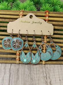 TopHanqi 12pairs/set Vintage Geometric Round Shaped Earrings Set For Women With Tassel, Shell & Big Ring Design, Bohemian Drop Oil Ear Jewelry For Travel, Party, Daily, Work Wear - Multicolor - View 13