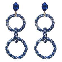 Bohemian Retro Long Round Drop Earrings With Sparkling Resin Decor Exquisite Ear Jewelry For Girls For Party Decor - 8 - View 1