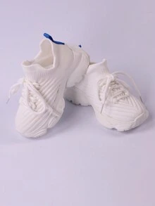 2024 New Spring/Autumn Breathable Knit Mesh Lightweight Unisex Kids' Sports Shoes With Anti-Slip Soft Sole - White - View 6
