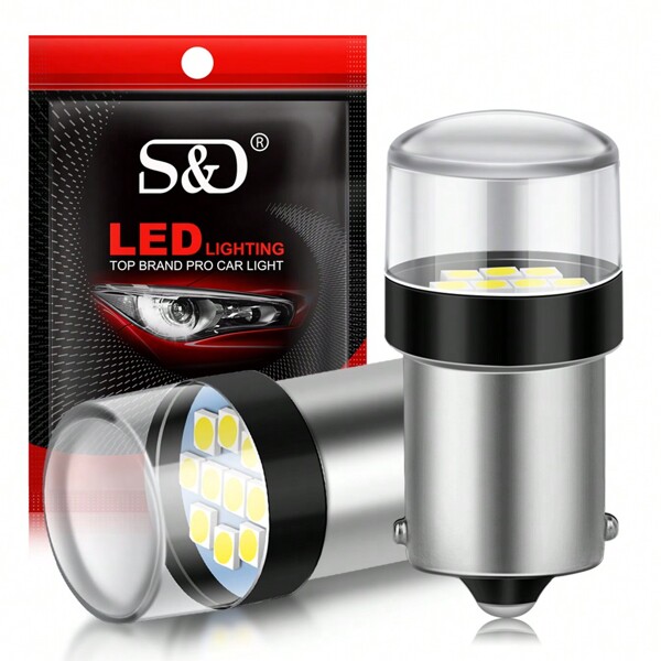 S&D 2pcs Car Led P21W 1156 BA15S 1157 BAY15D P21/5W Turn Signal Lights Bulbs R5W R10W Auto Reverse Lamp 12V 6000K White Red Yellow