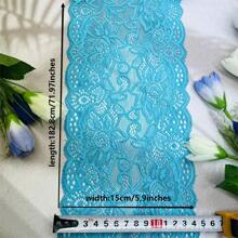 2米/78.75英寸長14厘米/5.51英寸寬的雙面彈力蕾絲修飾,diy手工蕾絲修飾衣服、裙子、家具等用品的必備材料 - 藍色 - 查看 7