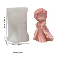 1 件 3D 公主女孩蜡烛模具，适用于 DIY 香薰蜡烛、石膏娃娃雕像、芳香蜡融化或硅胶成型树脂 - 無色 - 查看 7