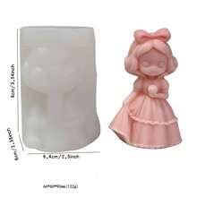 1 件 3D 公主女孩蜡烛模具，适用于 DIY 香薰蜡烛、石膏娃娃雕像、芳香蜡融化或硅胶成型树脂 - 無色 - 查看 9