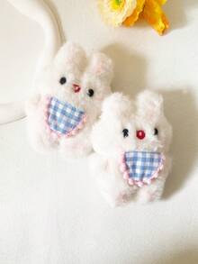 2入組女性可愛兔子毛絨飾品 - 彩色 - 查看 3