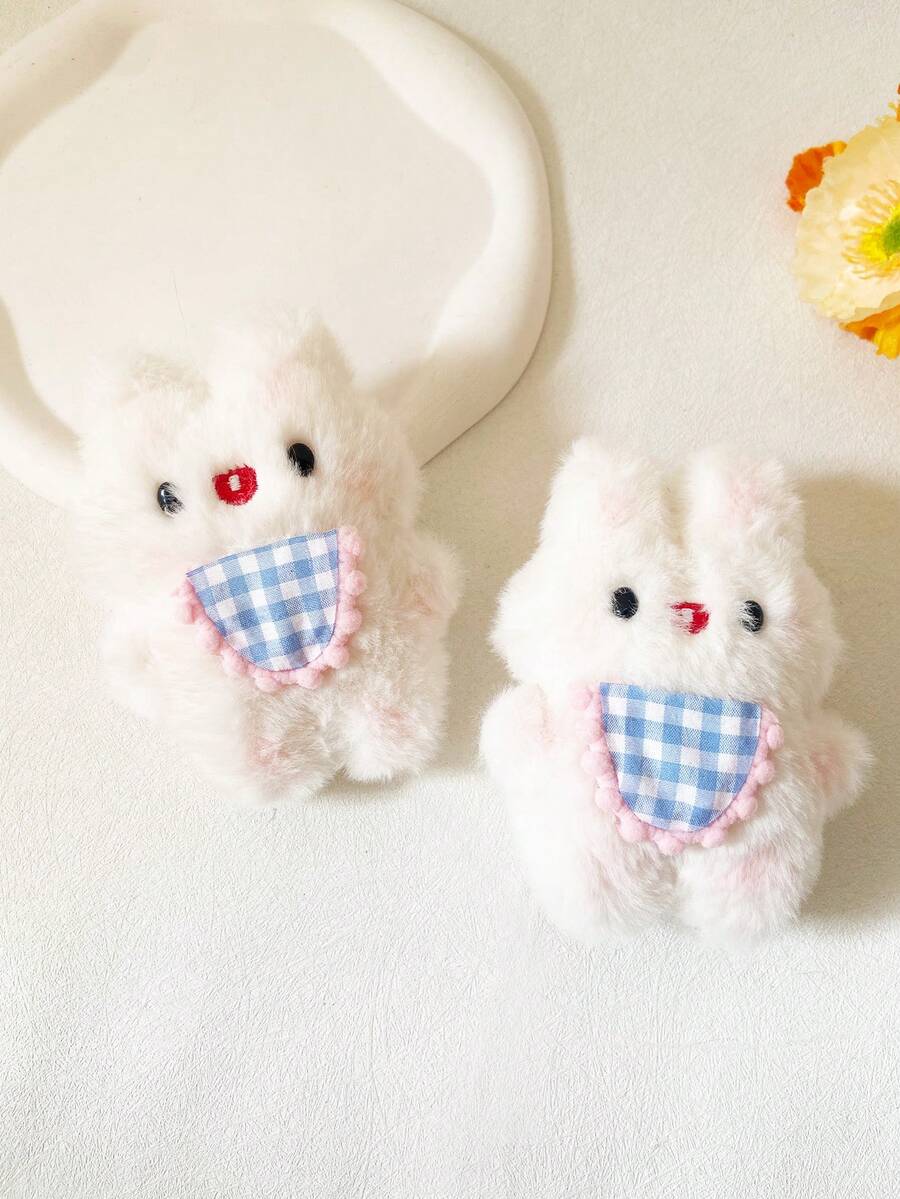 2入組女性可愛兔子毛絨飾品 - 彩色 - 查看 1