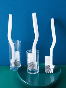 1/2/3 Pcs Crevice Cleaning Brush, White Plastic Multi-Functional Cup Brush