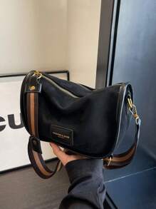 简约、优雅、时尚的新款单肩包，适合上学、通勤、休闲、旅行和户外活动 - 黑色 - 查看 5