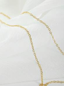 1pc Fashionable And Simple Chain Necklace O-Chain 40cm+5cm Necklace Suitable For Men's And Women's Daily Wear - Yellow Gold - View 6