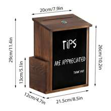 UNHO Lockable Suggestion Box Wooden Charity Donation Boxes Wall Mounted Comment Ballot Box With Secure Lock Card Holder And Writing Blackboard