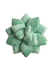 1pc 25cm Green Plush 3d Succulent Plant Shaped Pillow, Cute Cactus Shaped Leaf Plush Cushion, Home Decoration - Green - View 3