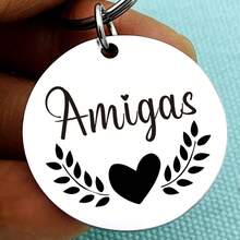 西班牙語最好的朋友鑰匙扣,閨蜜禮物,友誼珠寶,bff生日禮物,姐妹禮物,畢業禮物,聖誕禮物 - 銀色 - 查看 5