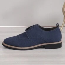 Men's Matte Lightweight Block Carved Round-Toe Low-Cut Lace-Up Low-Heel Pu Leather Shoes, Suitable For Casual, Pedestrianism, Students, Four Seasons
