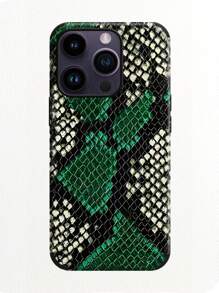 1 件绿色手绘蛇纹保险杠保护壳，采用防震设计和贴纸皮革工艺，适用于 Apple 手机 - 彩色 - 查看 16