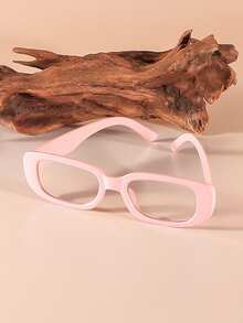 GENUIN MOMENT 1 件女士粉色矩形可爱卡哇伊处方眼镜，适合日常使用 - 粉色 - 查看 4