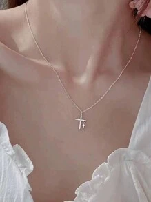 1pc Creative Light Luxe Cross Pendant Necklace For Children Simple Fashion Elegant Jewelry - Multicolor - View 7