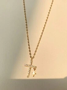 1pc Creative Light Luxe Cross Pendant Necklace For Children Simple Fashion Elegant Jewelry - Multicolor - View 6