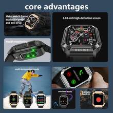 Outdoor Three Defense Men's And Women's Smart Watch Wireless Call Reminder, Music Playback, Multi Functional Sports Watch - Silver - View 3