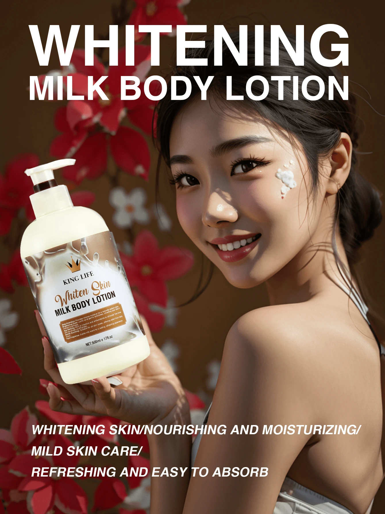 牛奶美白身體乳液500ml,深層保濕和提亮,長效保濕和營養豐富,適用於所有皮膚類型 - KING LIFE牛奶美白身體乳 500ml - 查看 1