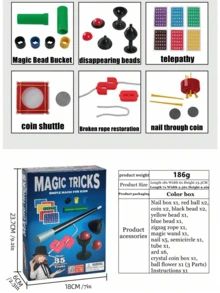 多款道具的玩具套裝,包含說明書,適用於節慶表演、青少年魔術秀派對,用英文彩盒包裝,適合作為生日和新年禮物 - 彩色 - 查看 2