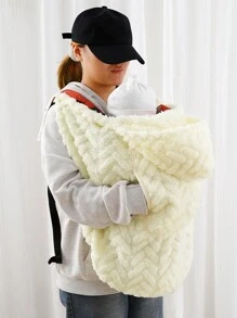 1pc Multifunctional Plush Baby Swaddle Blanket Love Valentine - Beige - View 2