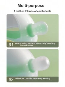 1入綠色日夜雙用矽膠企鵝安撫套裝,附防塵收納盒輕巧防啃手不髒童謠咬著玩具 - 綠色 - 查看 5