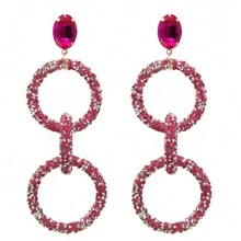 Bohemian Retro Long Round Drop Earrings With Sparkling Resin Decor Exquisite Ear Jewelry For Girls For Party Decor - 8 - View 6