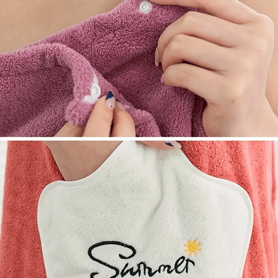 1pc QuickDrying Women's Bathrobe With Pockets And Thick Shoulder