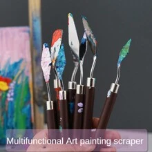 7pcs/Set Stainless Steel Palette Knife, Art Scraper, Painting Set Oil Paint Decorating Tools Wooden Handle Student Artist Halloween Best Essentials Back To School,Back To School,School Supplies