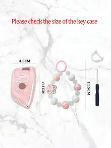 可愛兔子彩色卡通吊墜珠鏈 + 粉色汽車防摔鑰匙套 + 適用於BMW鑰匙 5系、3系、X3、X1、X5、車、2系、1系、530外殼、325li鑰匙套、320li扣 - 粉色 - 查看 10
