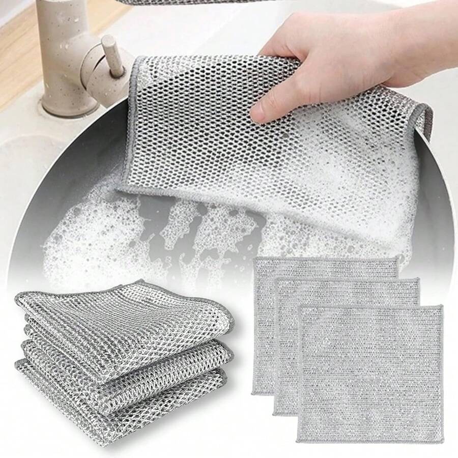 Multipurpose Wire Dishwashing Rags For Wet And Dry,New Multifunctional Non Scratch Metal Wire Dishcloth, Reusable Premium Metal Scrubbing Pads Sponge Clean For Home Kitchen Cooktop (10PCS),Kitchen,Bathroom,Home,Household Suppliers
