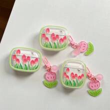 Fresh Style Soft Protective Case For Earphones, Compatible With Apple Airpods1/2 / Airpods Pro/ Airpods 3/ Airpodspro2 - Pink Tulips - View 2